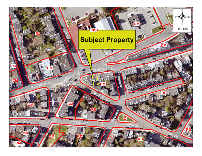 Map of a property with a yellow border around it