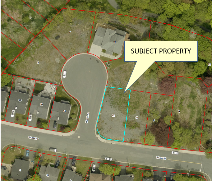 Map of a property with a yellow border around it