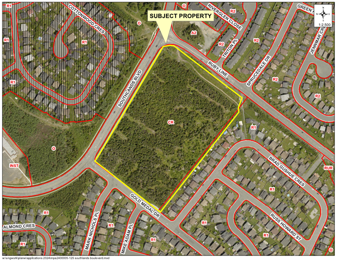 Map of a property with a yellow border around it