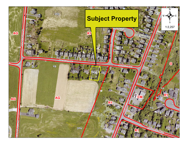 Map of a property with a yellow border around it