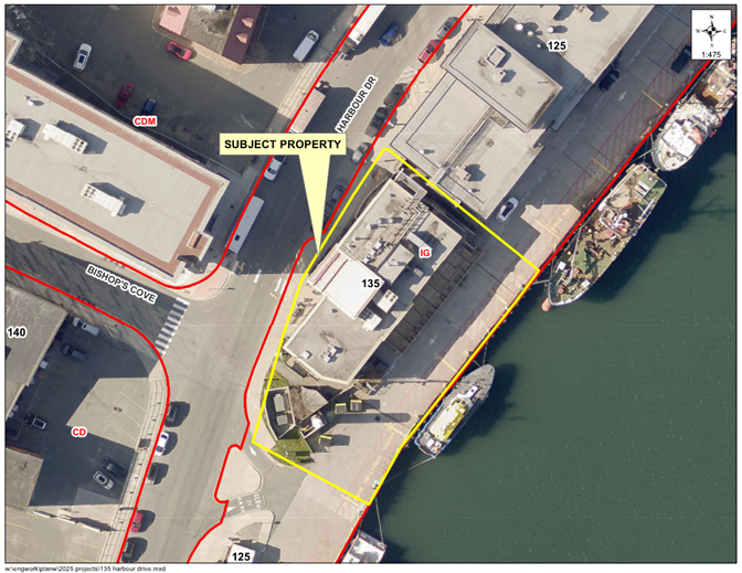 Aerial image of the property at 135 Harbour Drive. 