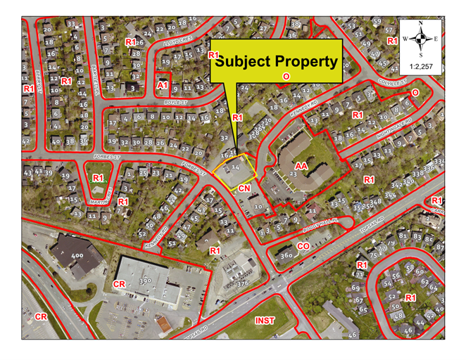 Map of a property with a yellow border around it