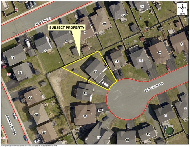 overhead arial map of 16 Blue Jacket Place and area