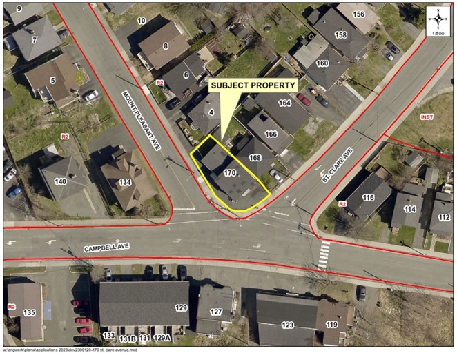 map of area of 170 St. Clare Avenue