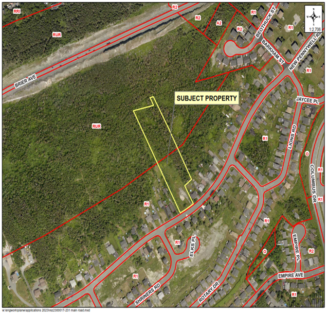 Map of a property with a yellow border around it