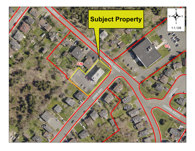 Map of a property with a yellow border around it