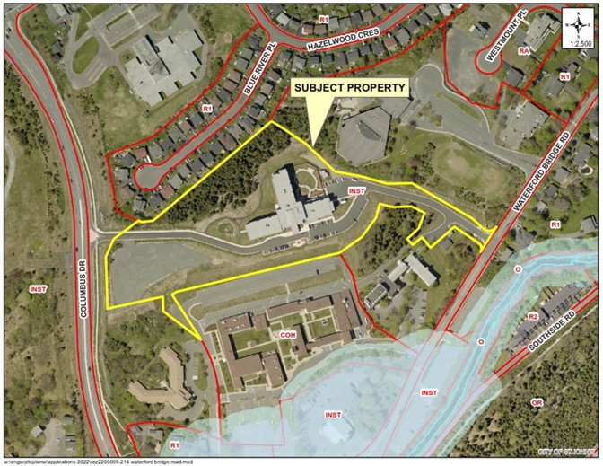 Map of a property with a yellow border around it