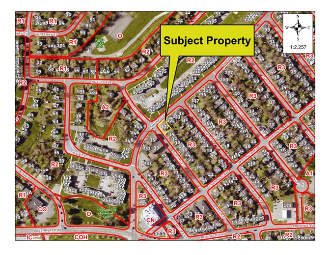 Map of a property with a yellow border around it