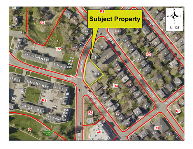 Map of a property with a yellow border around it
