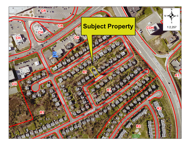 Map of a property with a yellow border around it