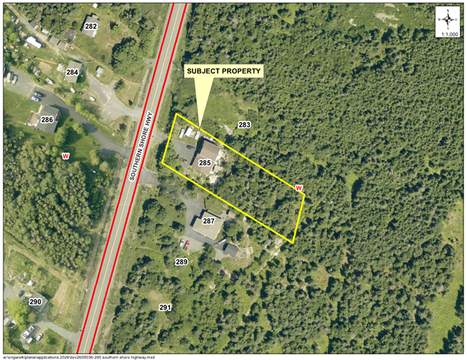 Map of a property with a yellow border around it