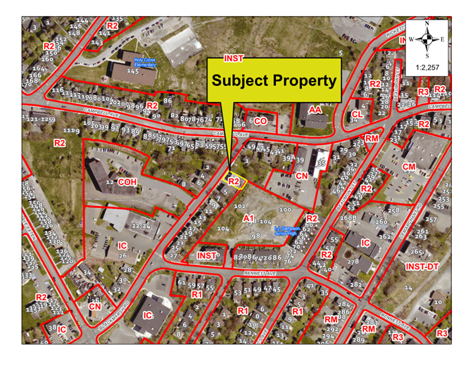Map of a property with a yellow border around it