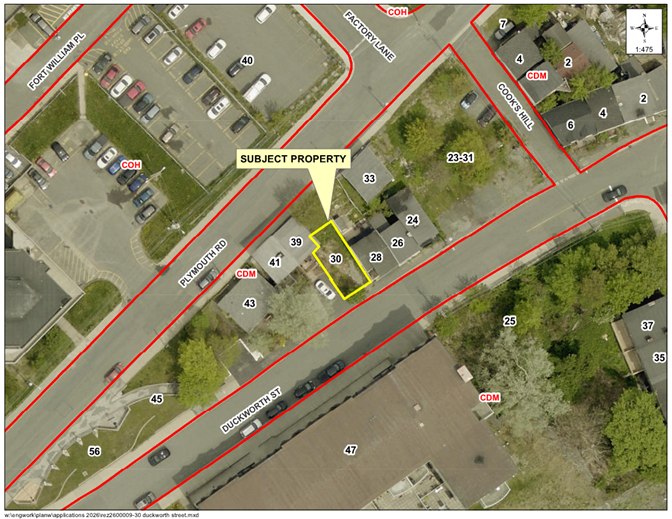 Map of a property with a yellow border around it
