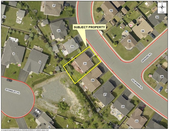 Map of a property with a yellow border around it