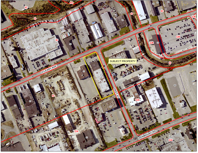 Map of a property with a yellow border around it