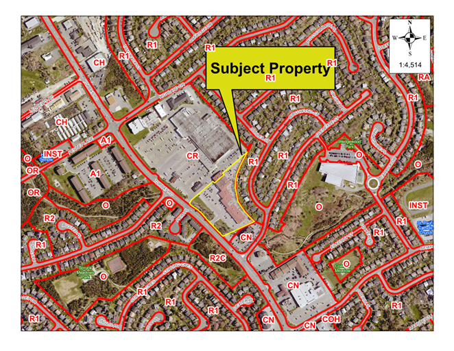 Map of a property with a yellow border around it