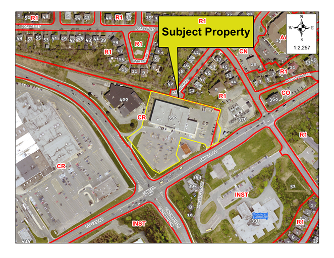 Map of a property with a yellow border around it