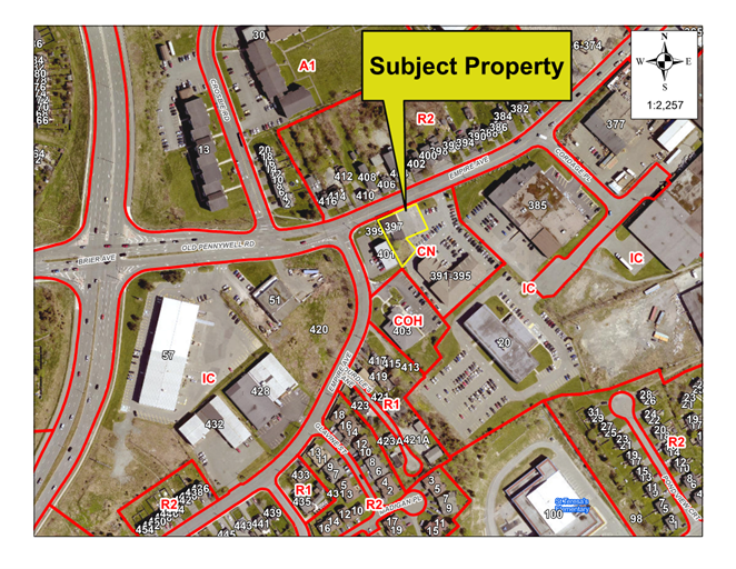 Map of a property with a yellow border around it