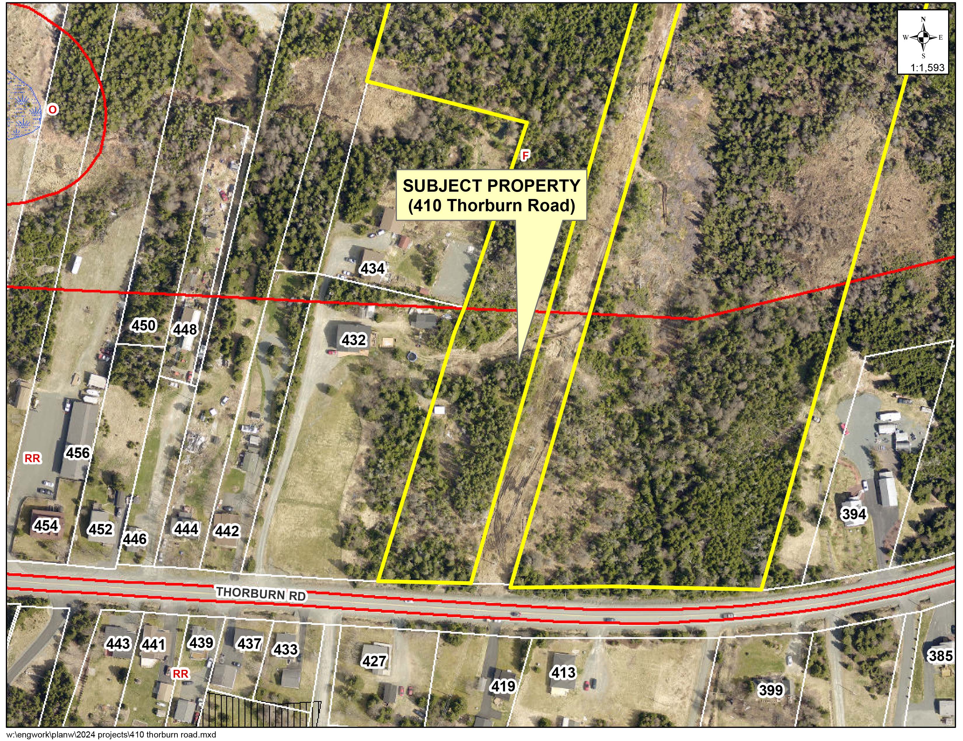 A map of the area with a yellow border around the property