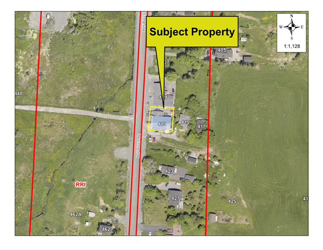 Map of a property with a yellow border around it