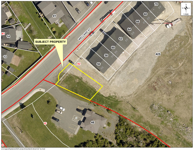 Map of a property with a yellow border around it