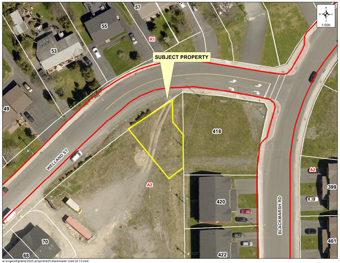 Map of a property with a yellow border around it