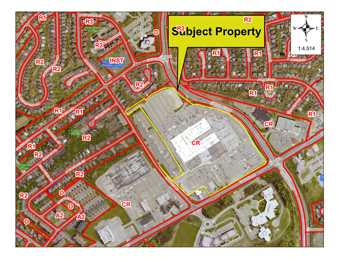 Map of a property with a yellow border around it