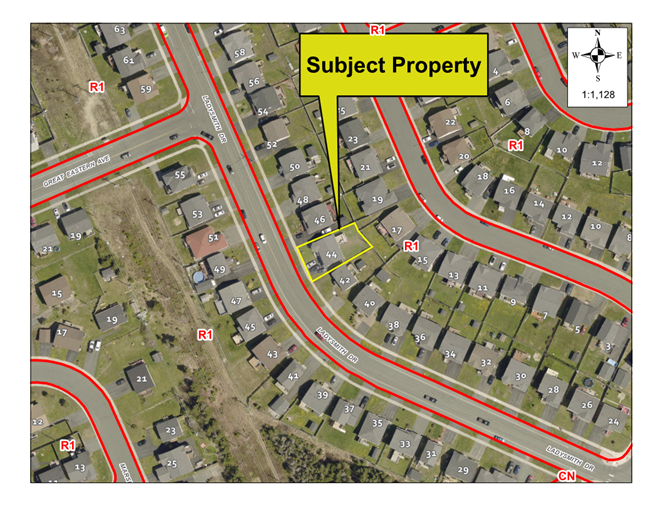 Map of a property with a yellow border around it