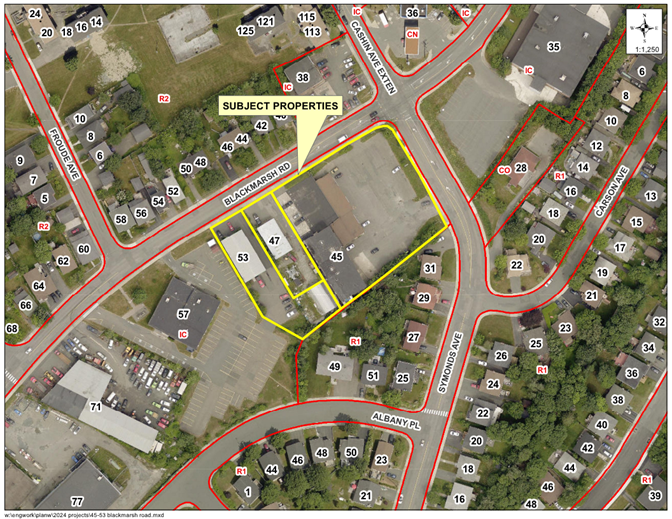 Map of a property with a yellow border around it