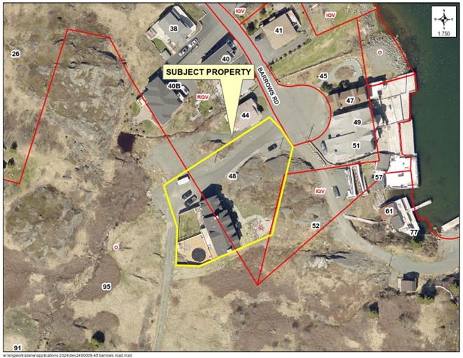 Map of a property with a yellow border around it