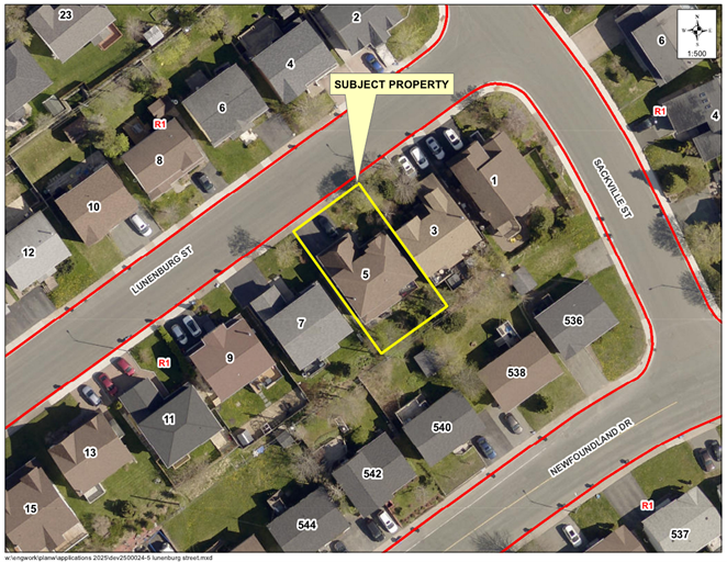 Map of a property with a yellow border around it