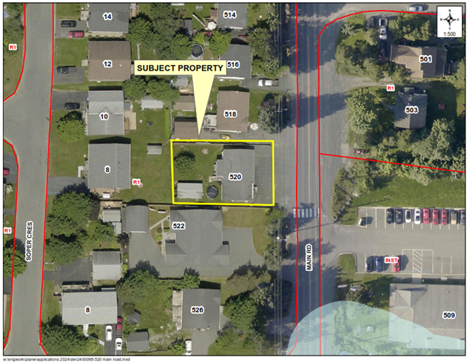 Map of a property with a yellow border around it