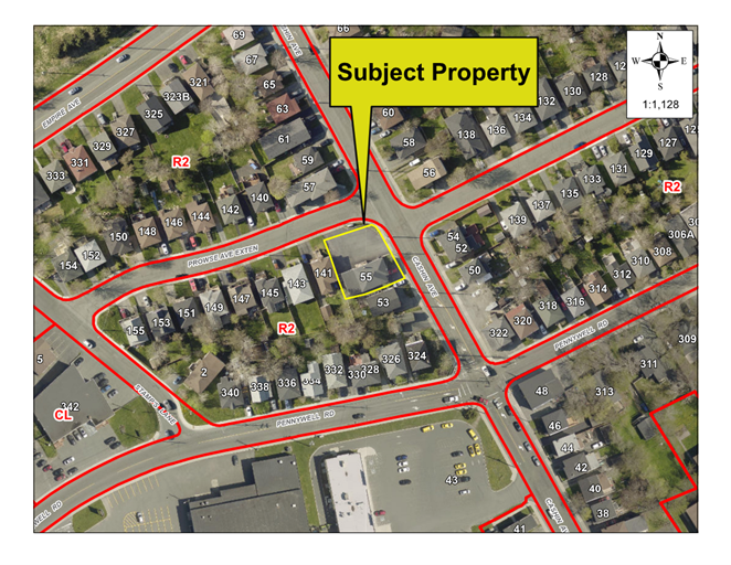 Map of a property with a yellow border around it
