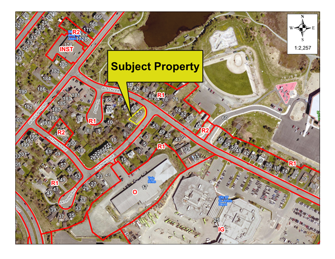 Map of a property with a yellow border around it