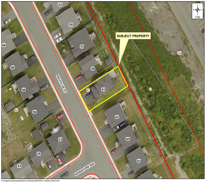 Map of a property with a yellow border around it