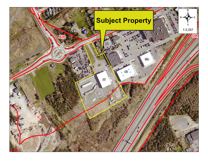 Map of a property with a yellow border around it