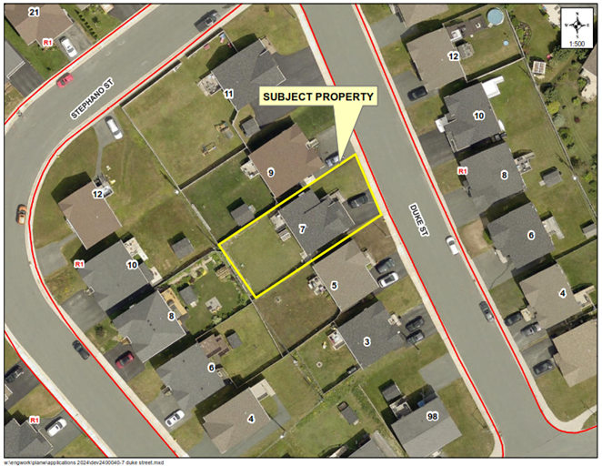 Map of a property with a yellow border around it