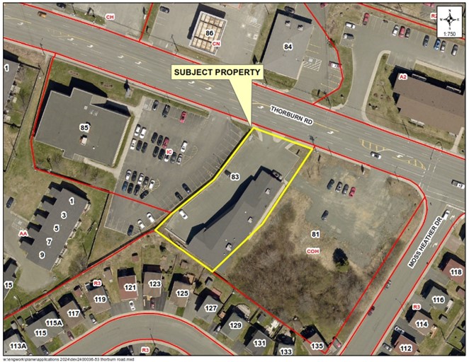 Map of a property with a yellow border around it