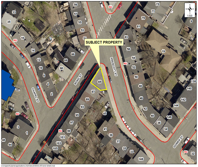 Map of a property with a yellow border around it