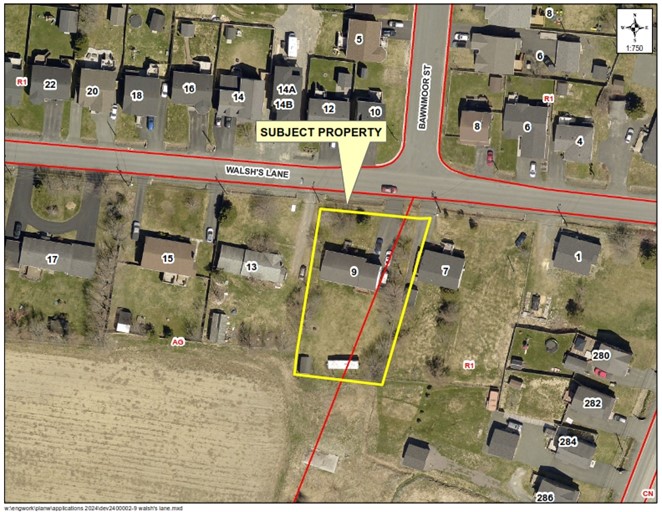 Map of a property with a yellow border around it