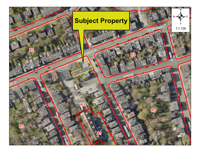 Map of a property with a yellow border around it