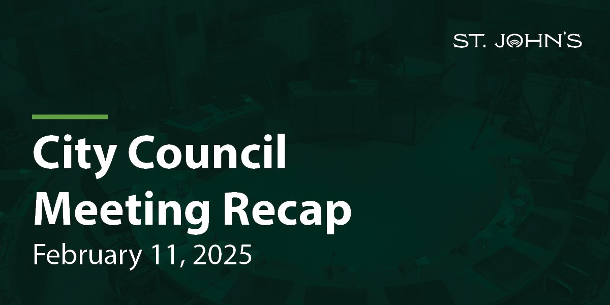 a dark green background with white text that says City Council Meeting Recap - February 11