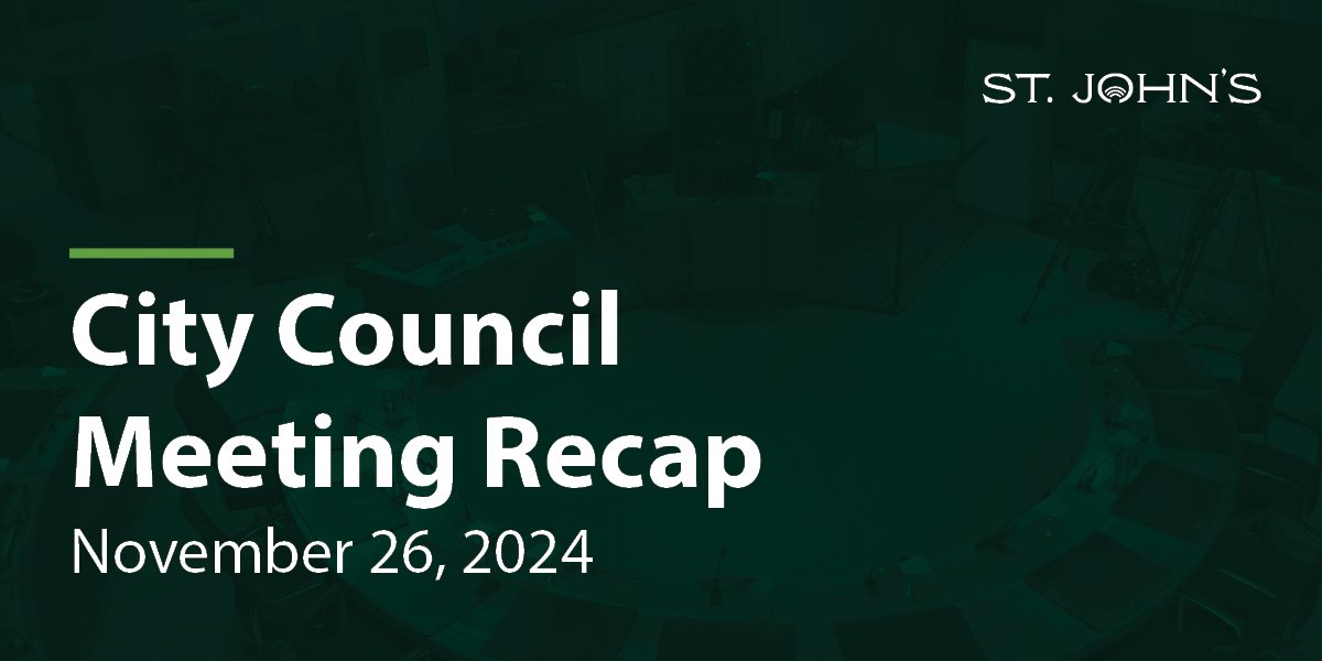 a dark green background with white text that says City Council Meeting Recap - November 26