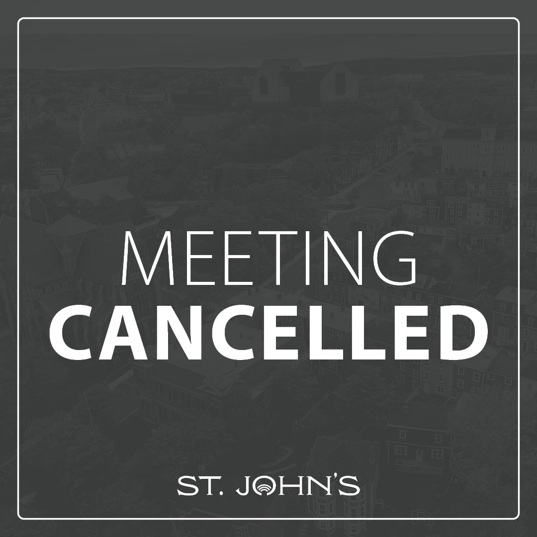 text "meeting cancelled" on a dark grey background