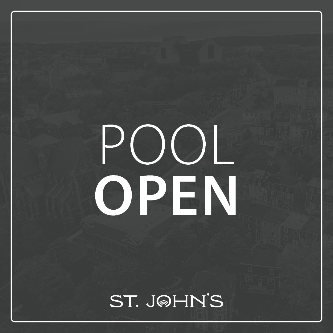 the text "pool open" on a grey background