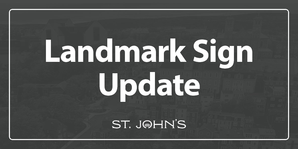 the text "Landmark Sign Update" on a dark grey background