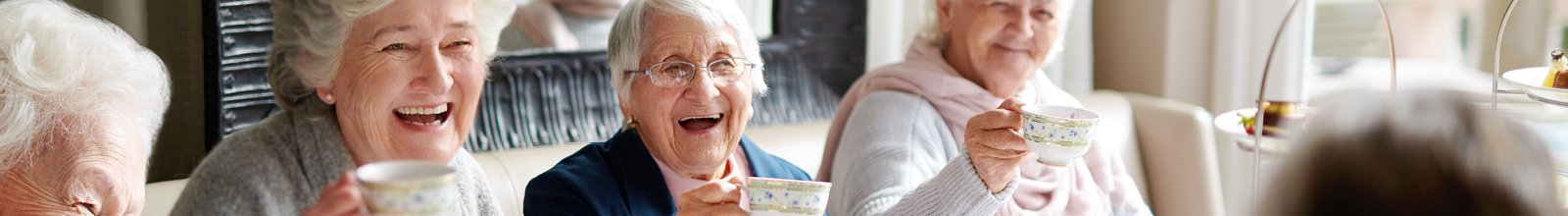 Group of seniors holding teacups