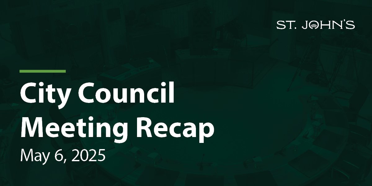 a dark green background with white text that says City Council Meeting Recap - May 6, 2025