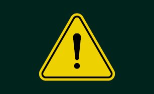 Black background with a yellow alert symbol