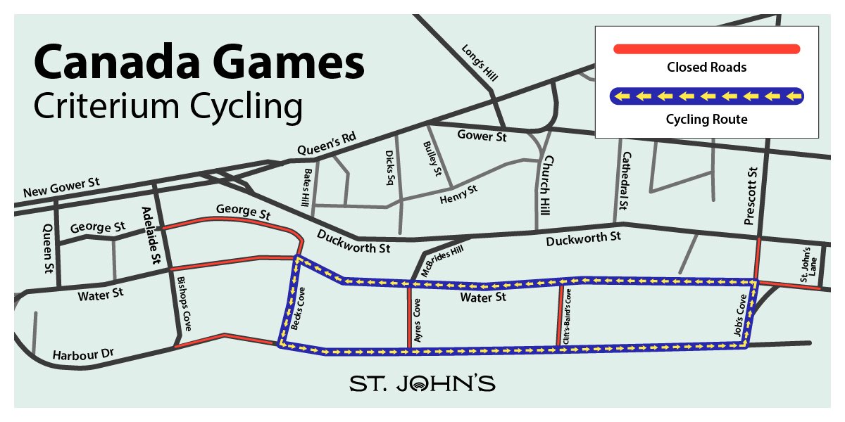 Map of the Canada Games Criterium Cycling event